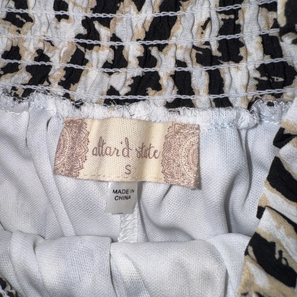 Altar’d State Animal Print Tiered Ruffle Smocked Waist Mini Skirt Small Boho